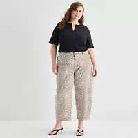 a.n.a Womens Plus Mid Rise Barrel Jean