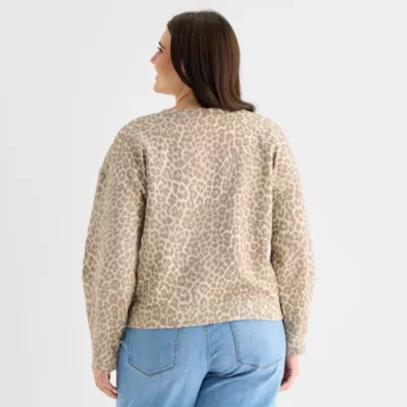 a.n.a Womens Plus Crew Neck Long Sleeve Sweatshirt