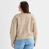 a.n.a Womens Plus Crew Neck Long Sleeve Sweatshirt