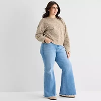 a.n.a Womens Plus Crew Neck Long Sleeve Sweatshirt