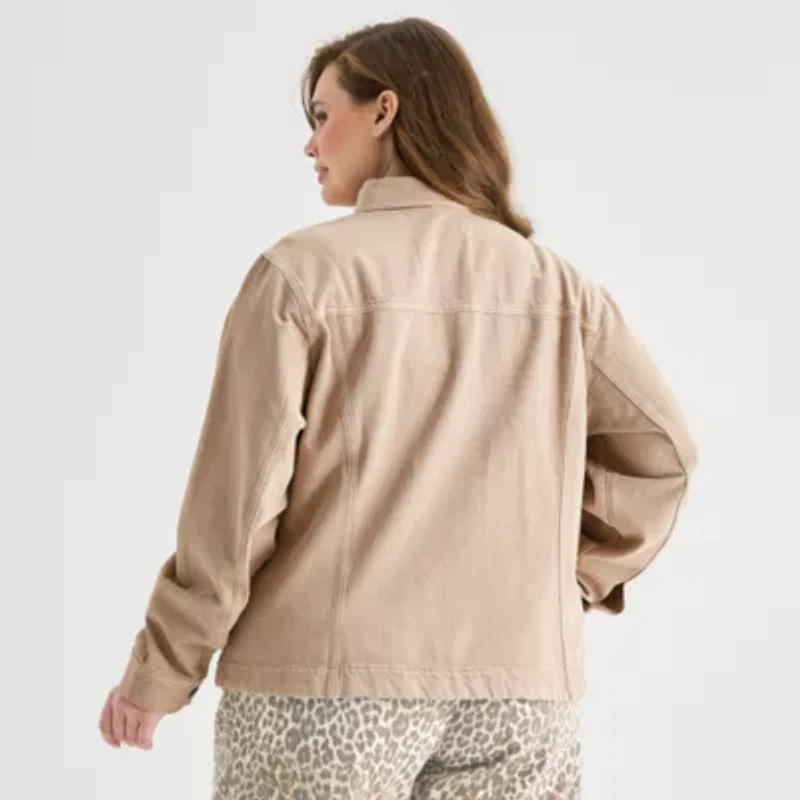 a.n.a Womens Plus Denim Midweight Shirt Jacket