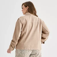 a.n.a Womens Plus Denim Midweight Shirt Jacket