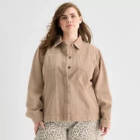a.n.a Womens Plus Denim Midweight Shirt Jacket
