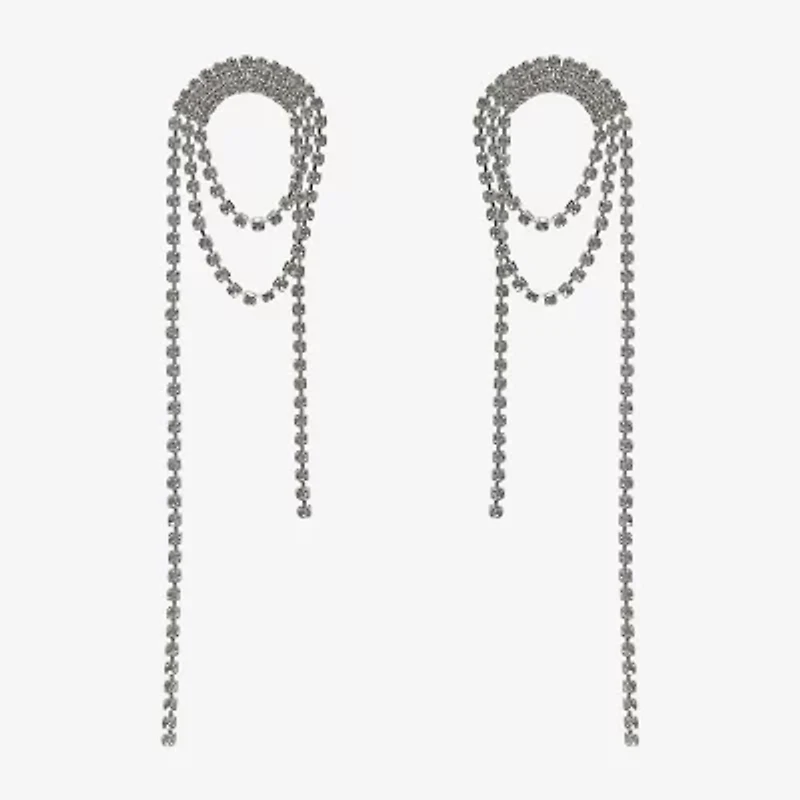 Bijoux Bar Silver Tone Womens Glass Drop Earrings