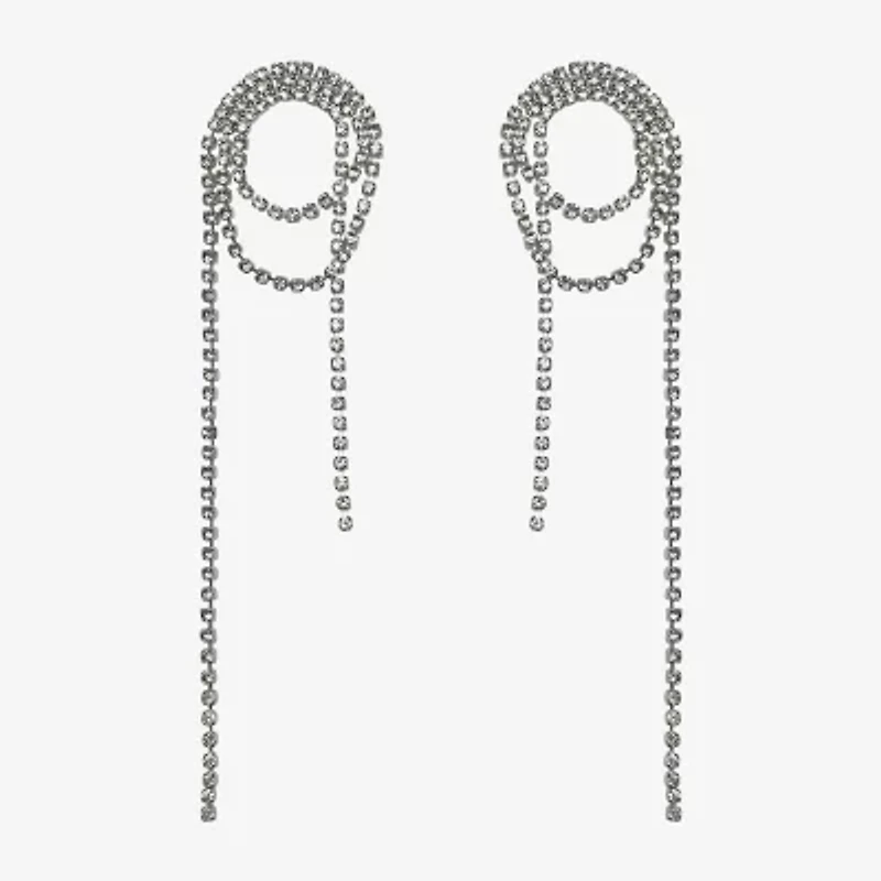Bijoux Bar Silver Tone Womens Glass Drop Earrings