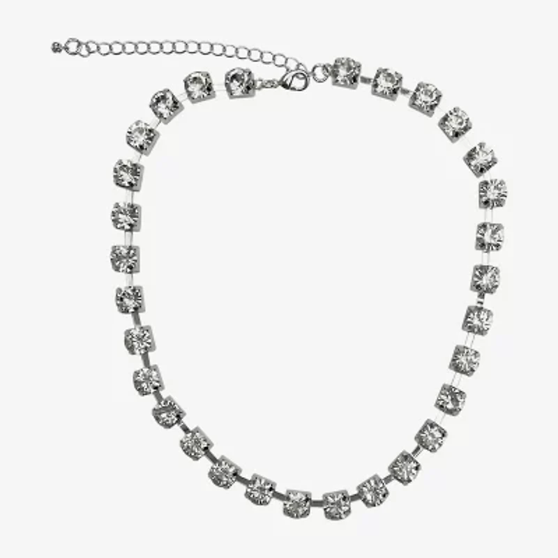 Bijoux Bar Silver Tone Womens 16 Inch Collar Necklace