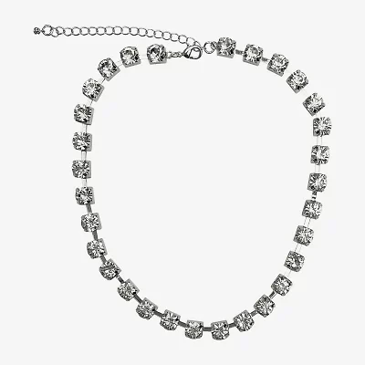 Bijoux Bar Silver Tone Womens 16 Inch Collar Necklace