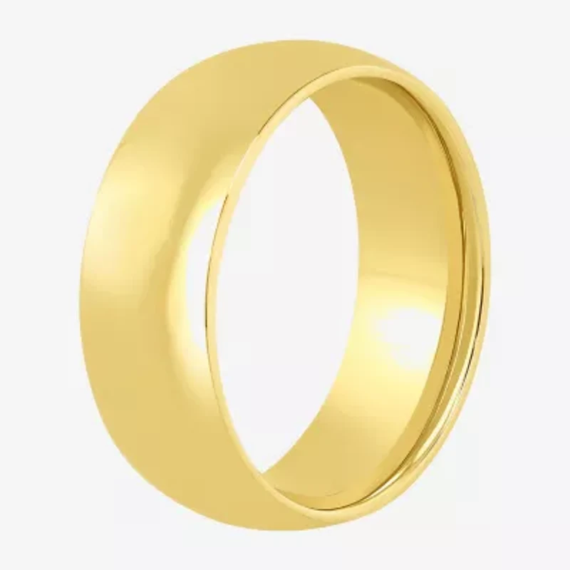 Mens 8MM 14K Gold Over Silver Wedding Band