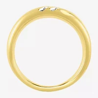 H-I / I2-I3) Mens Diamond Accent Natural White 14K Gold Over Silver Wedding Band