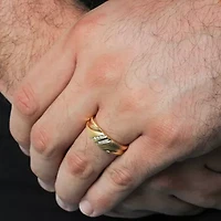 H-I / I2-I3) Mens Diamond Accent Natural White 14K Gold Over Silver Wedding Band