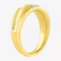 H-I / I2-I3) Mens Diamond Accent Natural White 14K Gold Over Silver Wedding Band