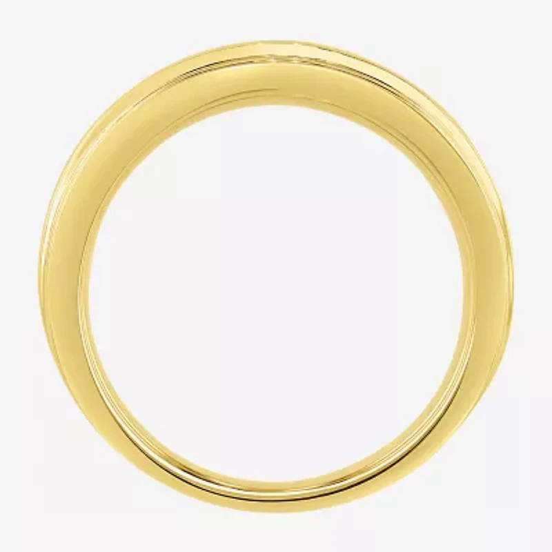 (H-I / I2-I3) Mens 1/10 CT. T.W. Natural White Diamond 14K Gold Over Silver Wedding Band