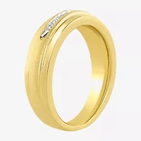 (H-I / I2-I3) Mens 1/10 CT. T.W. Natural White Diamond 14K Gold Over Silver Wedding Band