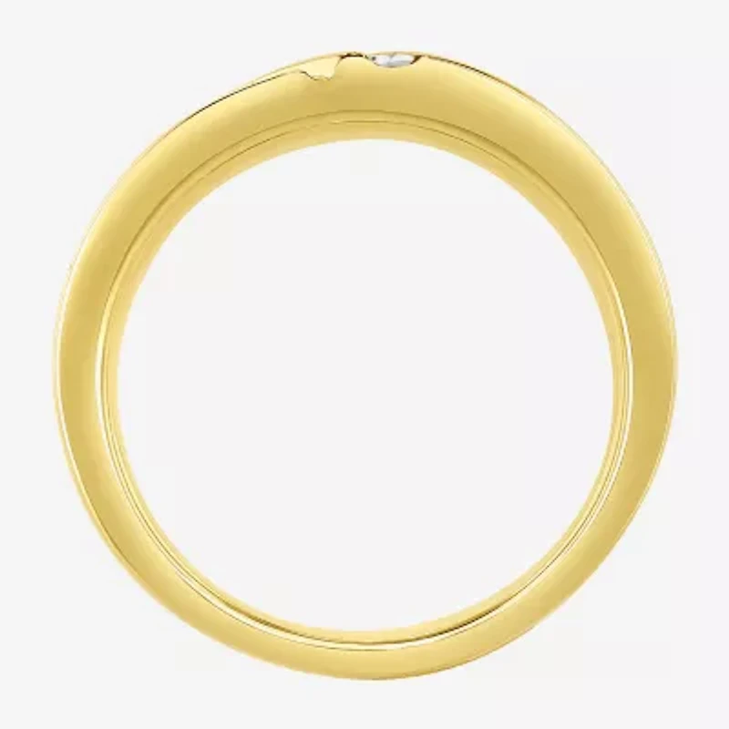 (H-I / I2-I3) Mens Diamond Accent Natural White 14K Gold Over Silver Wedding Band