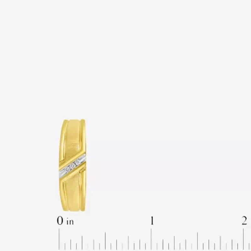 (H-I / I2-I3) Mens Diamond Accent Natural White 14K Gold Over Silver Wedding Band