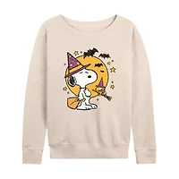 Snoopy Woodstock Witch Halloween Womens Boat Neck Long Sleeve Regular Fit Graphic T-Shirt