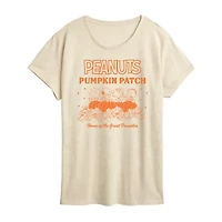 Peanuts Pumpkin Patch Womens Crew Neck Short Sleeve Regular Fit Graphic T-Shirt