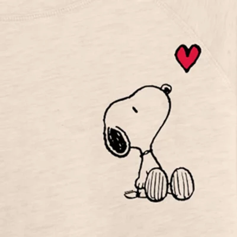 Valentines Peanuts Snoopy Heart Womens Boat Neck Long Sleeve Regular Fit Graphic T-Shirt