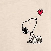 Valentines Peanuts Snoopy Heart Womens Boat Neck Long Sleeve Regular Fit Graphic T-Shirt