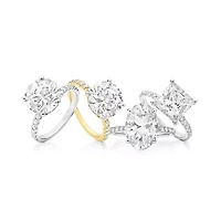 (G-H / Si1-Si2) Womens 5 1/2 CT. T.W. Lab Grown White Diamond 14K Gold Round Side Stone Engagement Ring