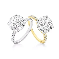 (G-H / Si1-Si2) Womens 5 1/2 CT. T.W. Lab Grown White Diamond 14K Gold Round Side Stone Engagement Ring