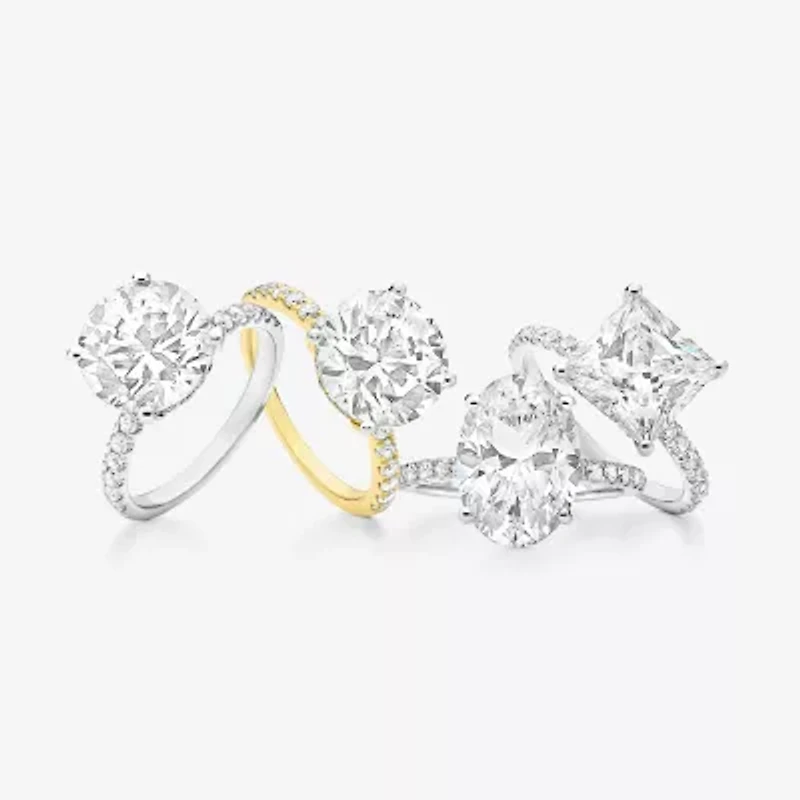 (G-H / Si1-Si2) Womens 5 1/2 CT. T.W. Lab Grown White Diamond 14K Gold Side Stone Engagement Ring