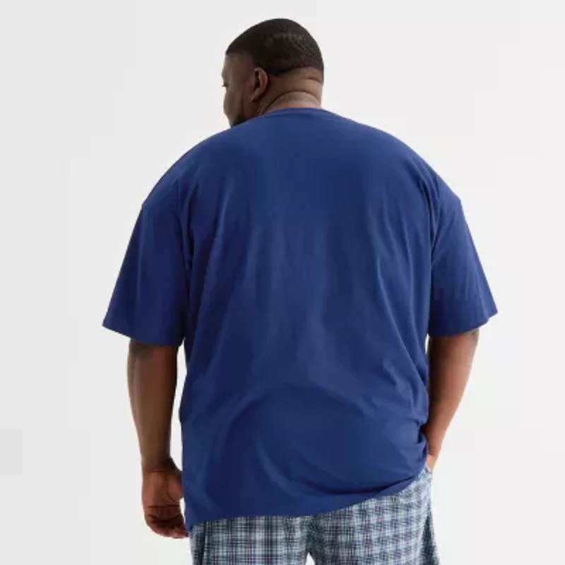 St. John's Bay Mens Crew Neck Short Sleeve Big and Tall Pajama Top