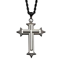 Inox® Jewelry Mens Two-Tone Stainless Steel Cross Pendant