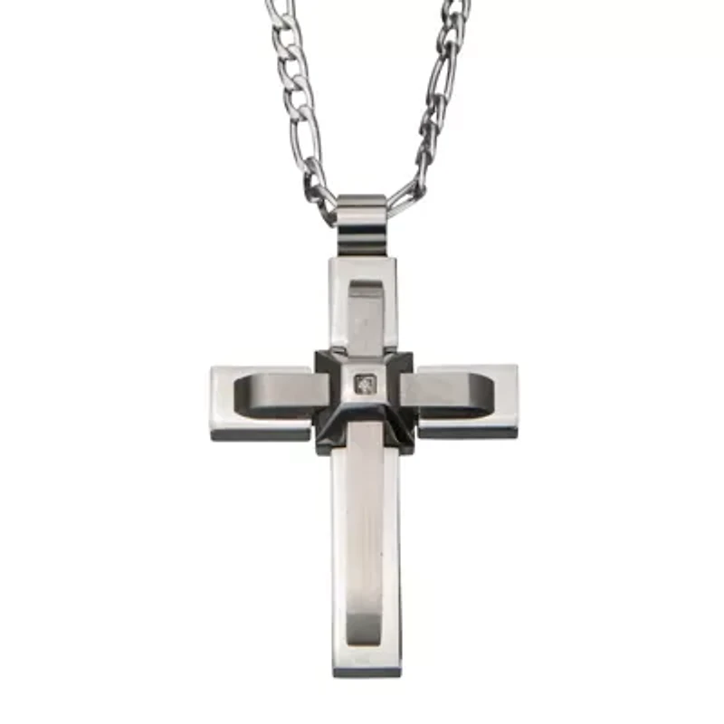 Inox® Jewelry Mens Two-Tone Stainless Steel Cross Pendant