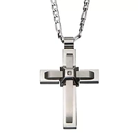 Inox® Jewelry Mens Two-Tone Stainless Steel Cross Pendant