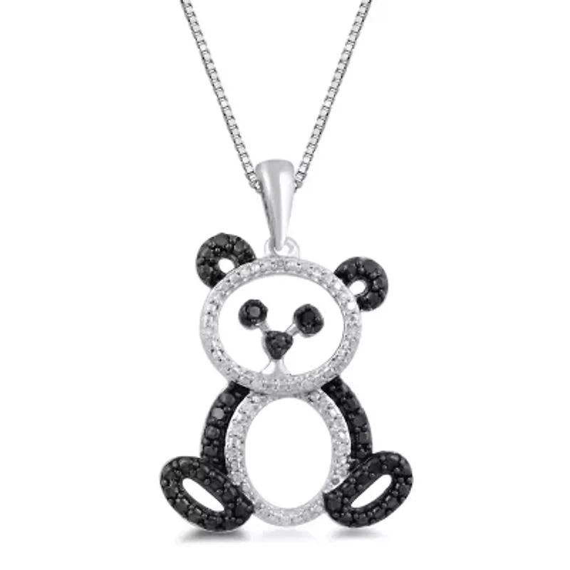 Panda Womens 1/10 CT. T.W. Natural Black Diamond Sterling Silver 18 Inch Pendant Necklace