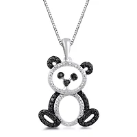 Panda Womens 1/10 CT. T.W. Natural Black Diamond Sterling Silver 18 Inch Pendant Necklace