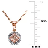 Womens 1/10 CT. T.W. Genuine Pink Morganite 18K Rose Gold Over Silver 18 Inch Pendant Necklace