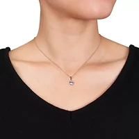 Womens 1/10 CT. T.W. Genuine Pink Morganite 18K Rose Gold Over Silver 18 Inch Pendant Necklace