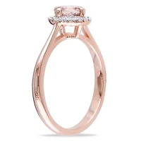 Womens 1/10 CT. T.W. Genuine Pink Morganite 18K Rose Gold Over Silver Cocktail Ring