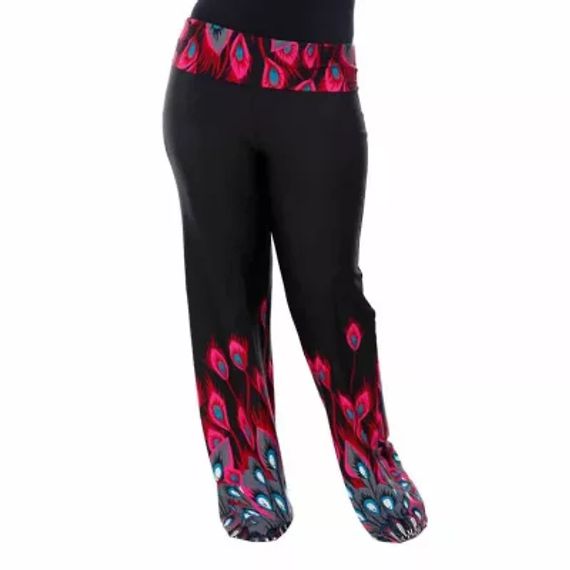 White Mark Womens Plus High Rise Wide Leg Palazzo Pant