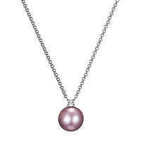 Womens Diamond Accent Pink Cultured Freshwater Pearl Sterling Silver 18 Inch Pendant Necklace