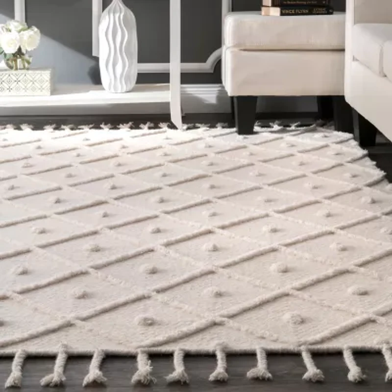 nuLoom Jinny Trellis Tassel Loomed Rug