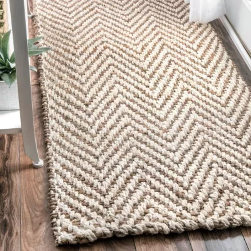 nuLoom Hand Woven Vania Chevron Jute Rug