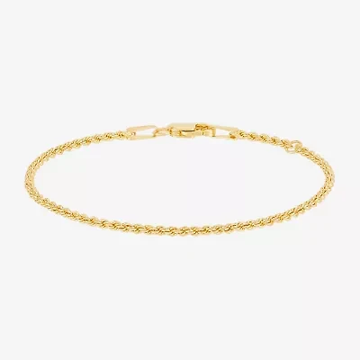 14K Gold 5 1/2 Inch Hollow Rope Chain Bracelet