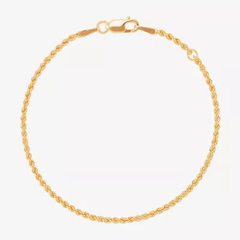 14K Gold 5 1/2 Inch Hollow Rope Chain Bracelet