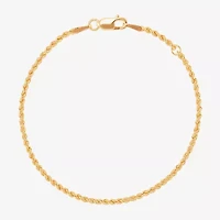 14K Gold 5 1/2 Inch Hollow Rope Chain Bracelet