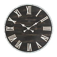 Glitzhome Oversized Farmhouse Wooden & Galvanized Wall Clock