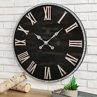 Glitzhome Oversized Farmhouse Wooden & Galvanized Wall Clock