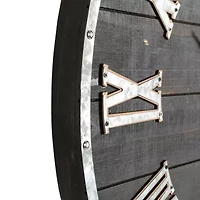 Glitzhome Oversized Farmhouse Wooden & Galvanized Wall Clock