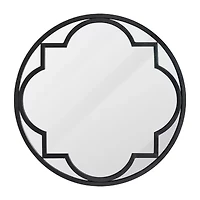 Glitzhome Black Metal & Glass Wall Mount Round Wall Mirror