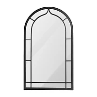 Glitzhome Oversized Black Arched Wall Mount Wall Mirror