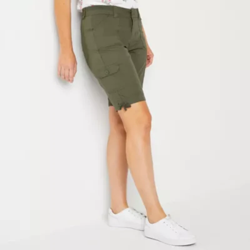 St. John's Bay Womens Mid Rise Cargo Bermuda Short