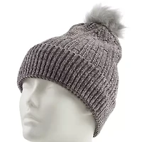 Isotoner Chenille Cuff Mens Pom Pom Beanie