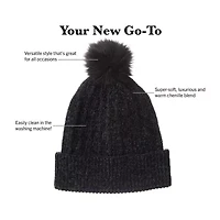 Isotoner Chenille Cuff Mens Pom Pom Beanie